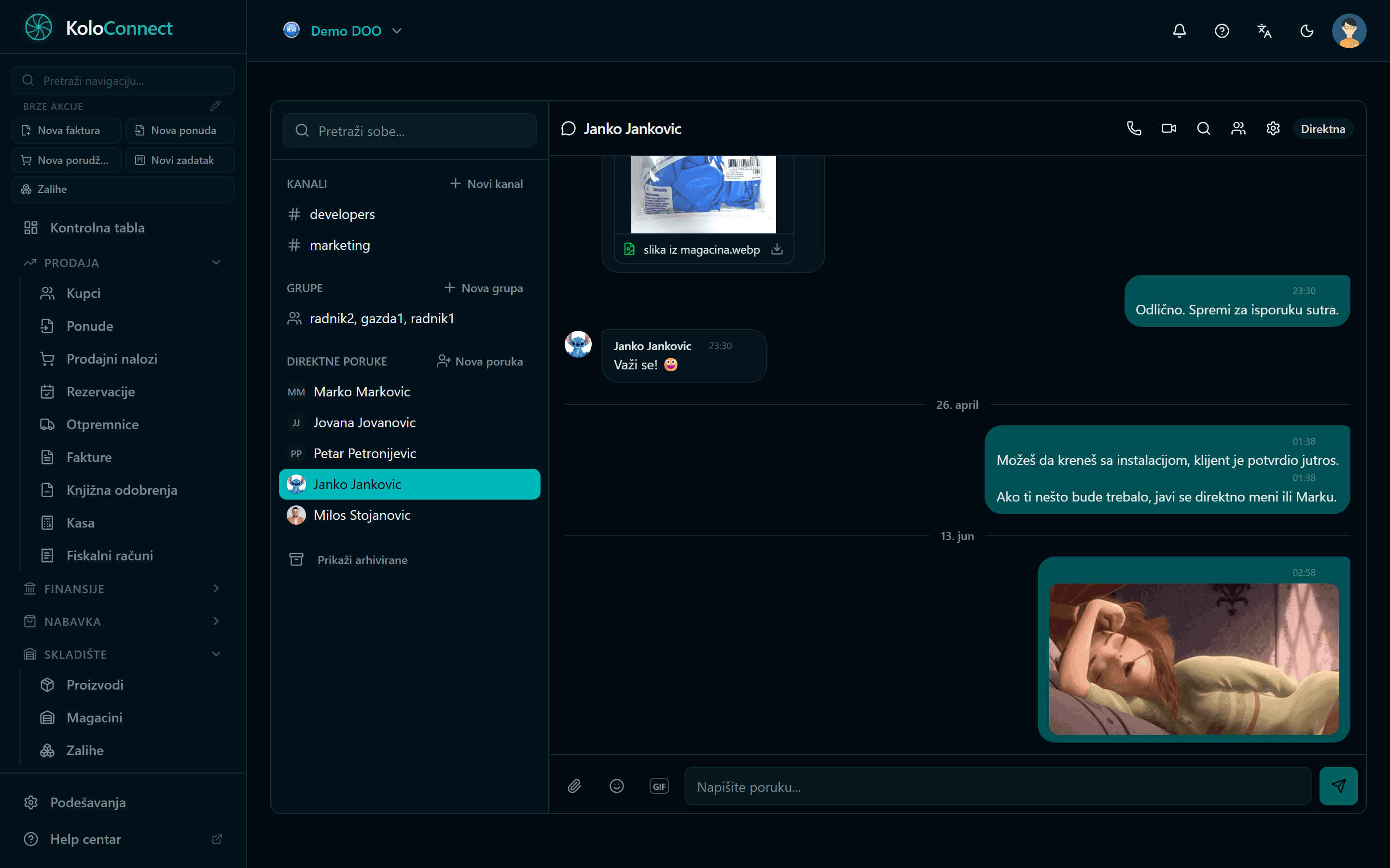 Timski chat sa kanalima i porukama u KoloConnect-u