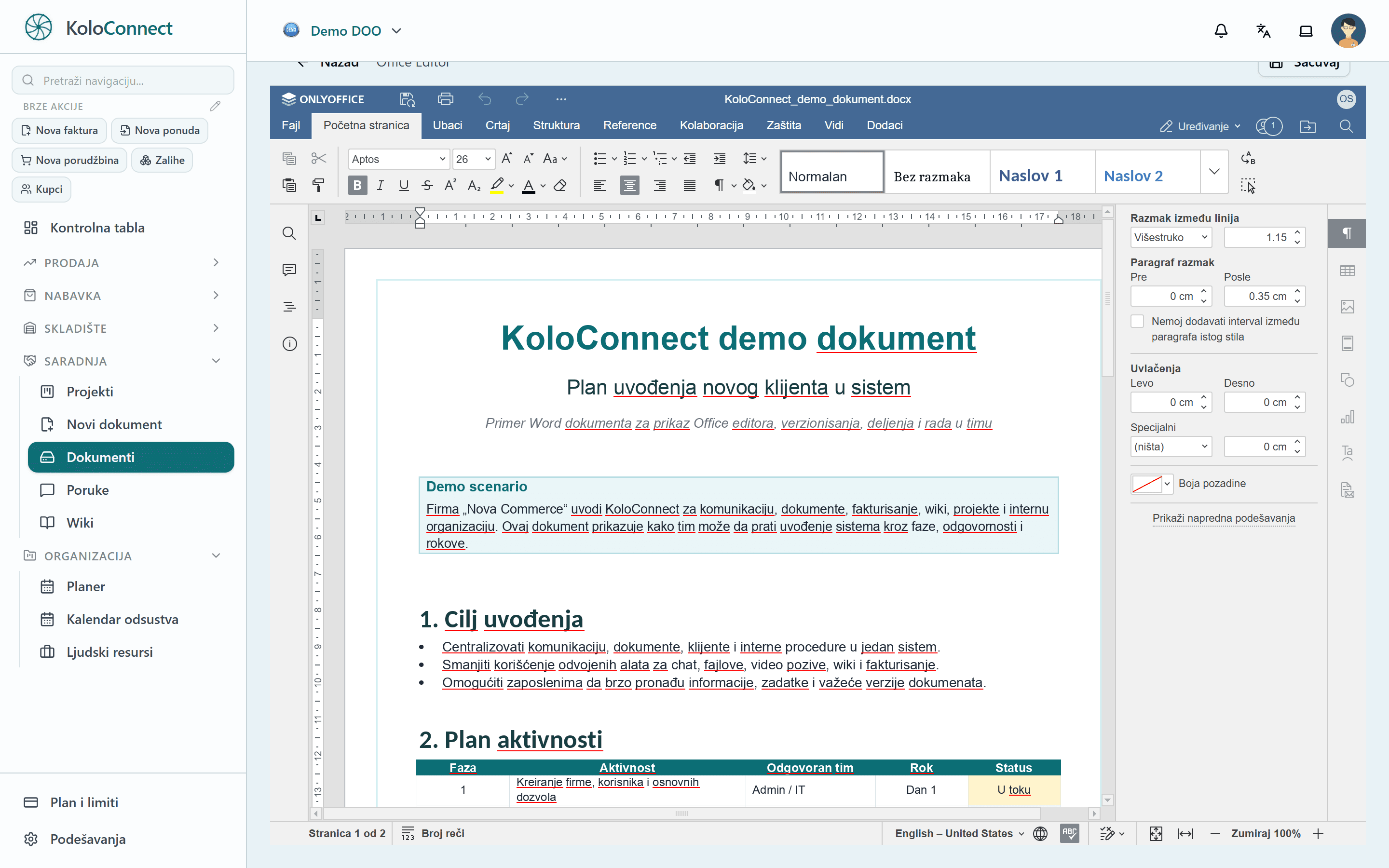 Dokument u KoloConnect-u pripremljen za elektronsko potpisivanje
