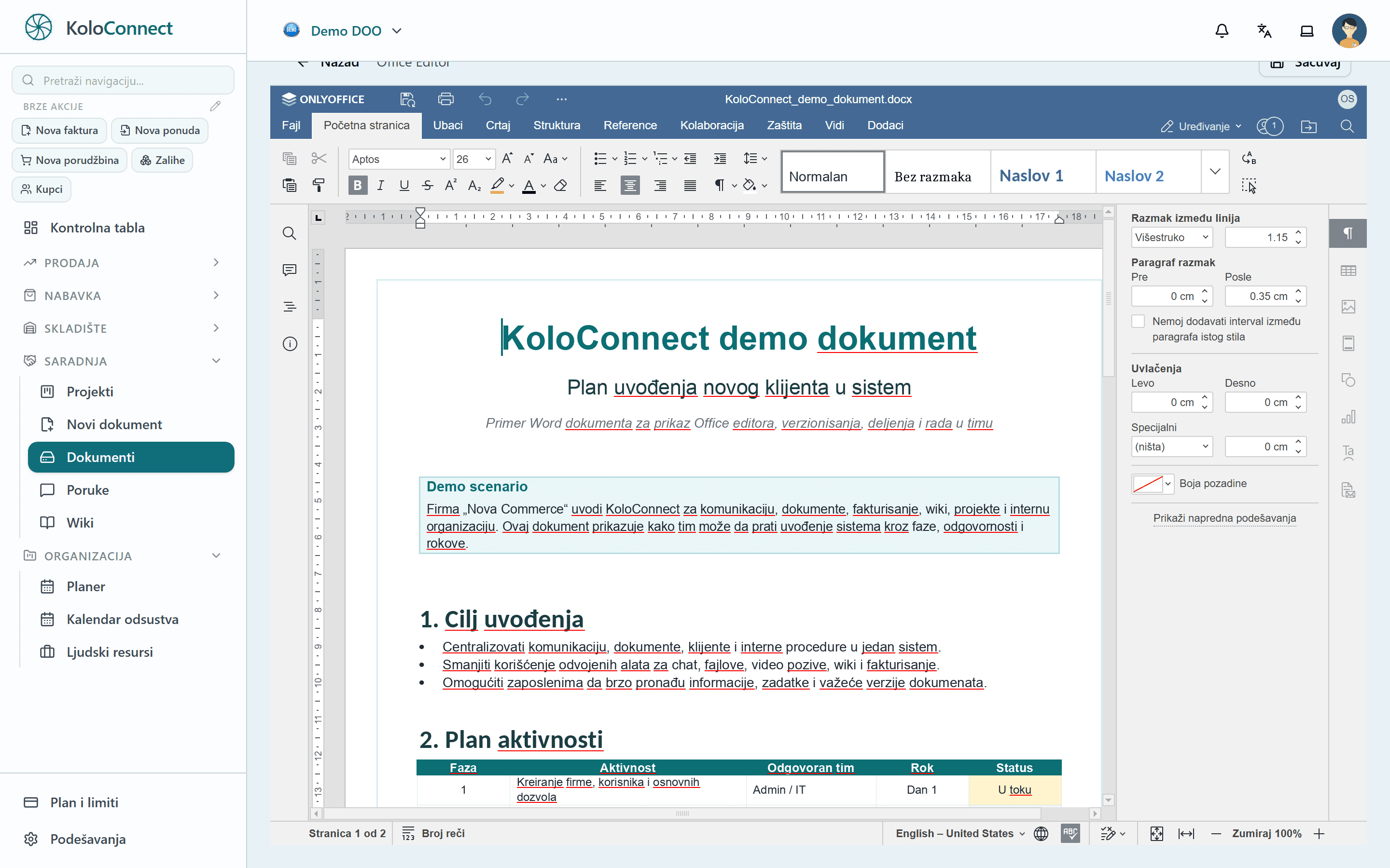 Dokument u KoloConnect-u pripremljen za elektronsko potpisivanje