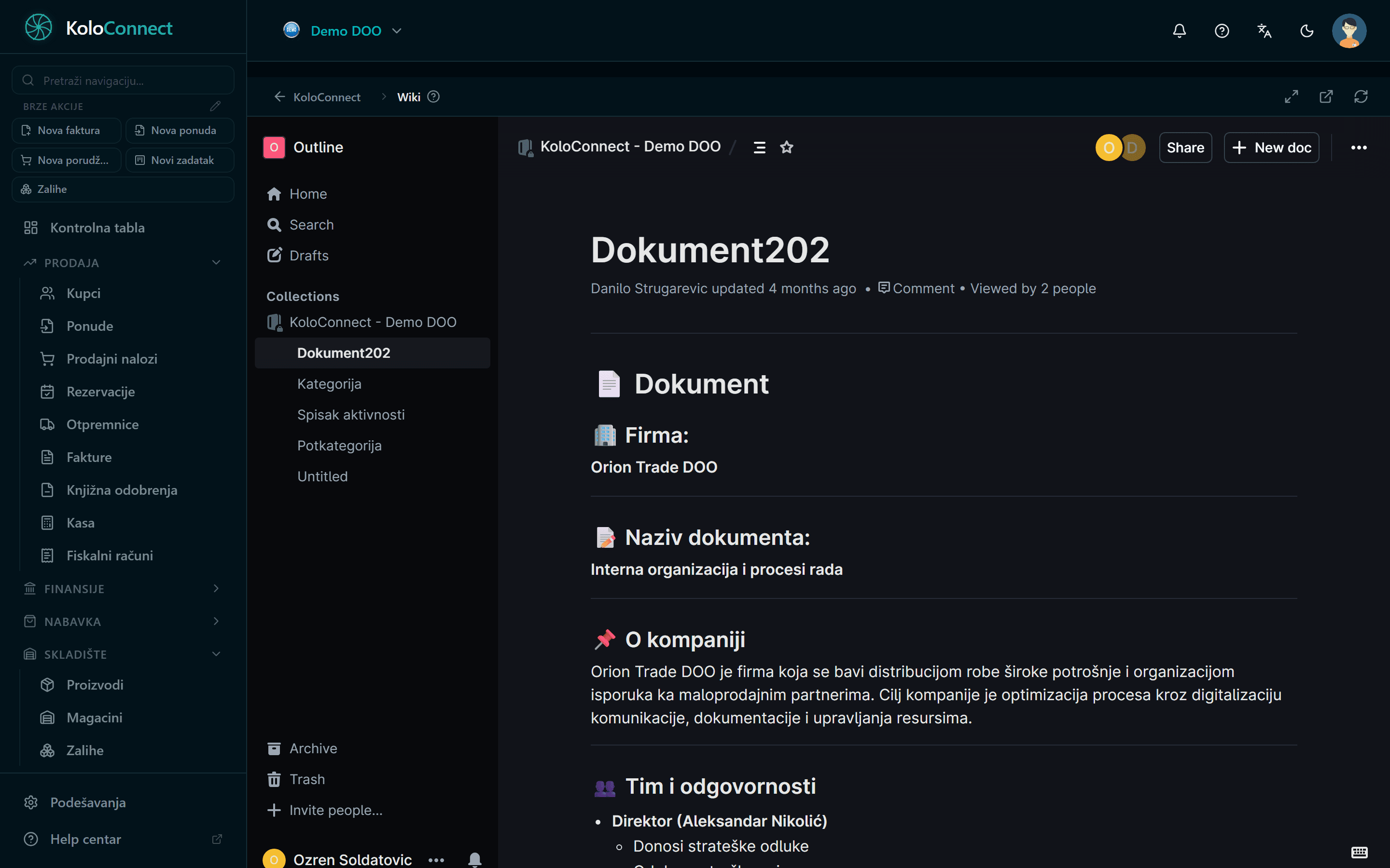 Wiki sa internim procedurama u KoloConnect-u