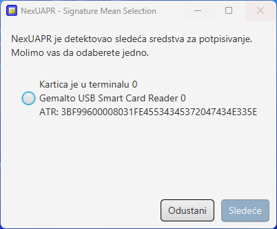Prvo povezivanje kartice — čitač i način pristupa