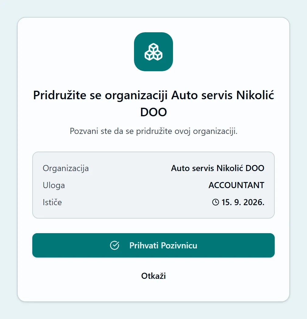 Stranica pozivnice iz mejla
